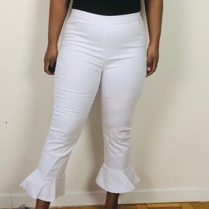 White denim flare jeans